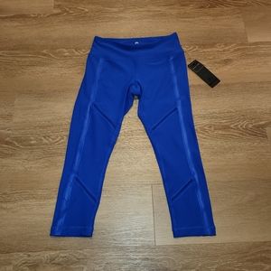 90 Degree By Reflex Women's Missy Cire And Mesh Capri Leggings Cobalt Water New